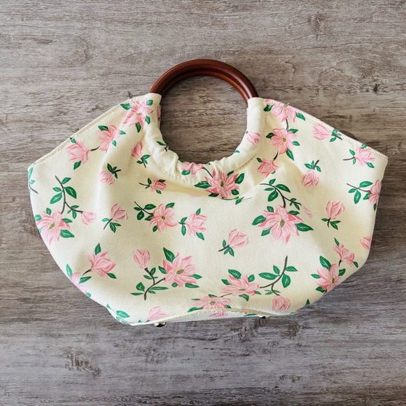 Draper James Handbags - Draper James Bag Top Handle Purse Floral Pink Beige Canvas Boho Dainty See Below
